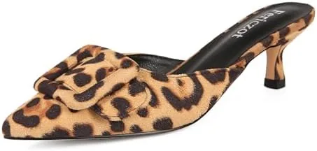 fericzot mule slippers for womenslingback buckle pumps pointed toe kitten heels shoes slides backless dress sandals leopard 75